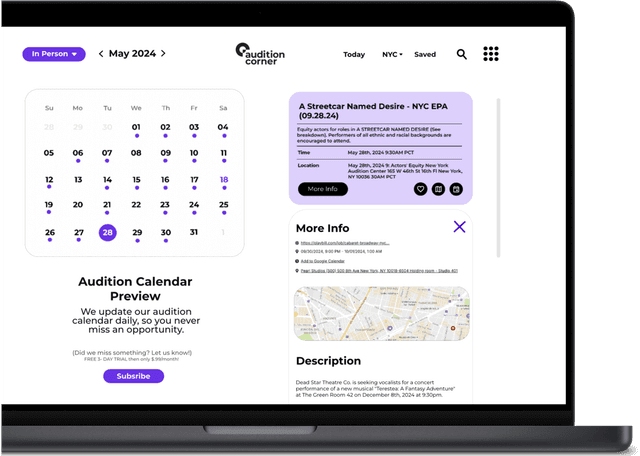 Audition Corner Audition Calendar NYC LA AuditionCorner com